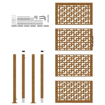 vidaXL Πύλη κήπου 105x205 cm Σταυρός σχεδιασμού από διαβρωμένο χάλυβα