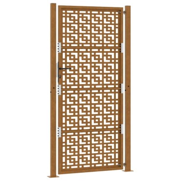vidaXL Πύλη κήπου 105x205 cm Σταυρός σχεδιασμού από διαβρωμένο χάλυβα