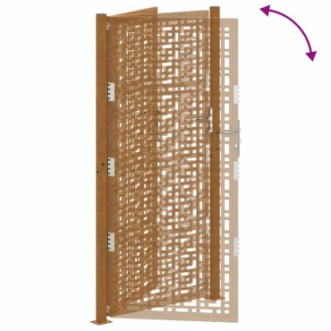 vidaXL Πύλη κήπου 105x205 cm Σταυρός σχεδιασμού από διαβρωμένο χάλυβα