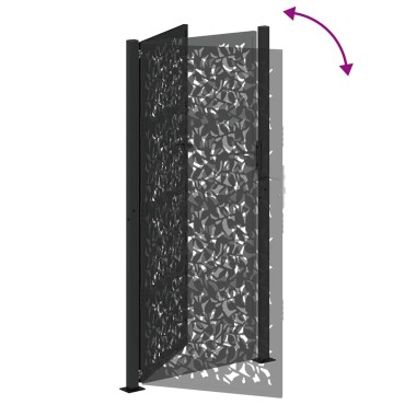 vidaXL Πύλη κήπου Μαύρη 105x205 cm Σχεδιασμός φύλλων χάλυβα
