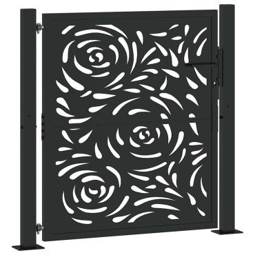 vidaXL Πύλη κήπου Μαύρη 105x106 cm Ατσάλινη φλόγα σχεδιασμού