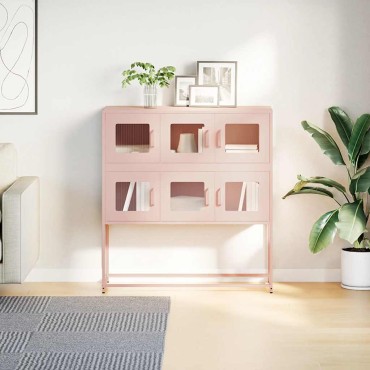 vidaXL Ντουλάπι Ροζ 100,5x39x107cm από Χάλυβα Ψυχρής Έλασης 1 τεμ.
