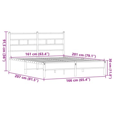 vidaXL Πλαίσιο κρεβατιού χωρίς στρώμα Καφέ Δρυς Κατασκευασμένο ξύλο