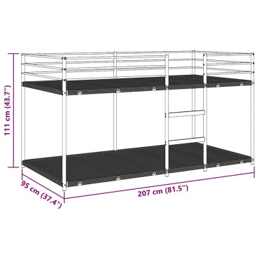 vidaXL Κουκέτα χωρίς στρώμα Λευκό 90x200 cm Ατσάλι
