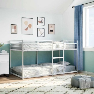 vidaXL Κουκέτα χωρίς στρώμα Λευκό 75x190cm Ατσάλι 1 τεμ. - Μονό