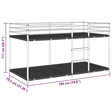 vidaXL Κουκέτα χωρίς στρώμα Λευκό 75x190cm Ατσάλι 1 τεμ. - Μονό
