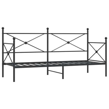 vidaXL Κρεβάτι ημέρας χωρίς στρώμα Μαύρο 90x200 cm Ατσάλι
