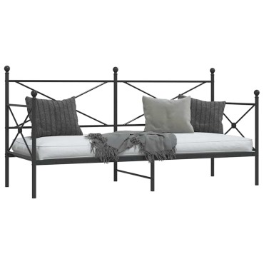 vidaXL Κρεβάτι ημέρας χωρίς στρώμα Μαύρο 90x200 cm Ατσάλι