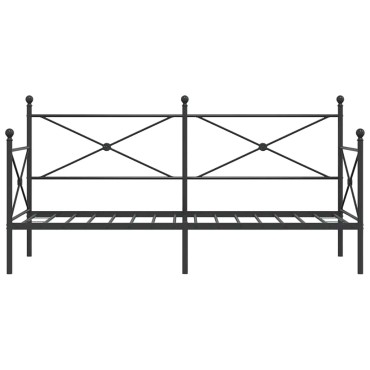 vidaXL Κρεβάτι ημέρας χωρίς στρώμα Μαύρο 90x200 cm Ατσάλι