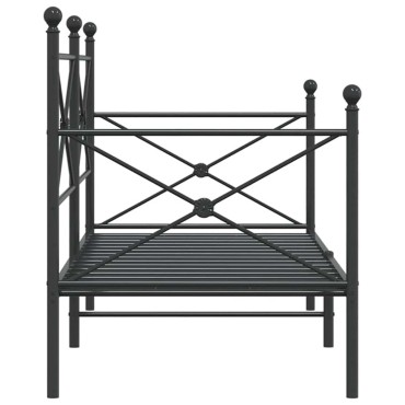 vidaXL Κρεβάτι ημέρας χωρίς στρώμα Μαύρο 90x200 cm Ατσάλι