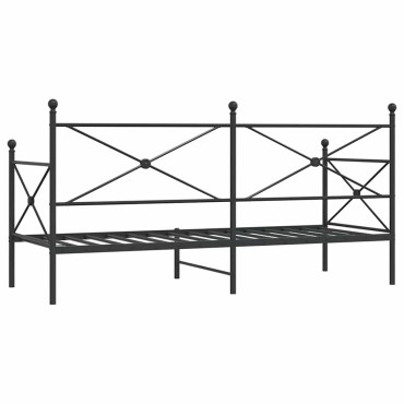 vidaXL Κρεβάτι ημέρας χωρίς στρώμα Μαύρο 90x200 cm Ατσάλι