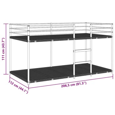 vidaXL Κουκέτα χωρίς στρώμα Μαύρο 107x203 cm Ατσάλι