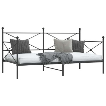 vidaXL Κρεβάτι ημέρας χωρίς στρώμα Μαύρο 100x190 cm Ατσάλι