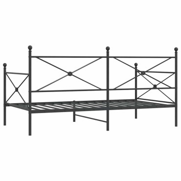 vidaXL Κρεβάτι ημέρας χωρίς στρώμα Μαύρο 100x190 cm Ατσάλι