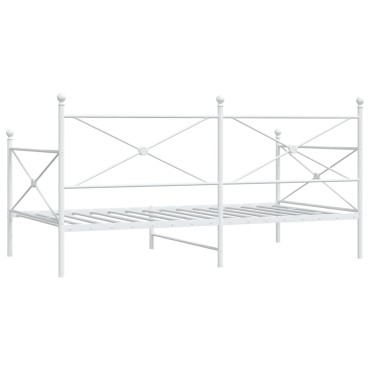 vidaXL Κρεβάτι ημέρας χωρίς στρώμα Λευκό 107x203 cm Ατσάλι