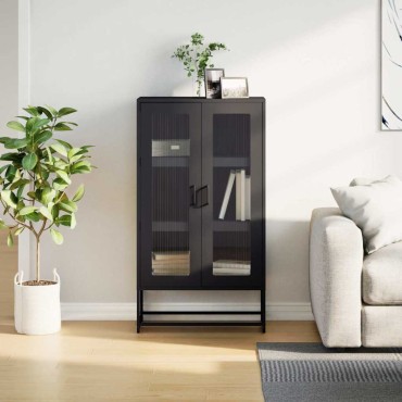 vidaXL Highboard Μαύρο 68x39x123cm Χάλυβας 1 τεμ.