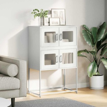 vidaXL Highboard Λευκό 68x39x107cm Ατσάλι 1 τεμ.