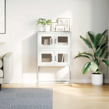 vidaXL Highboard Λευκό 68x39x107cm Ατσάλι 1 τεμ.