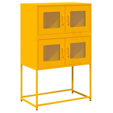 vidaXL Highboard Μουστάρδα κίτρινη 68x39x107cm Χάλυβας 1 τεμ.