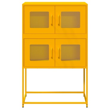 vidaXL Highboard Μουστάρδα κίτρινη 68x39x107cm Χάλυβας 1 τεμ.