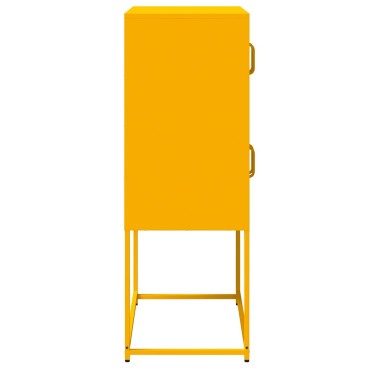vidaXL Highboard Μουστάρδα κίτρινη 68x39x107cm Χάλυβας 1 τεμ.