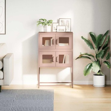 vidaXL Highboard Ροζ 68x39x107cm Ατσάλι 1 τεμ.