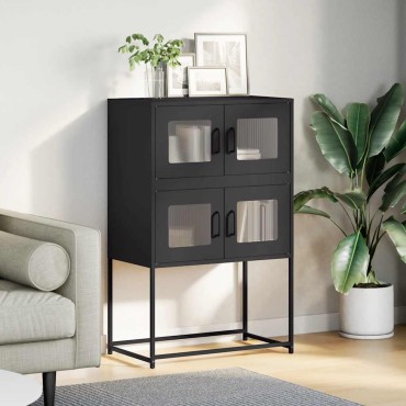 vidaXL Highboard Μαύρο 68x39x107cm Ατσάλι 1 τεμ.