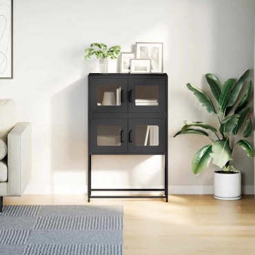 vidaXL Highboard Μαύρο 68x39x107cm Ατσάλι 1 τεμ.