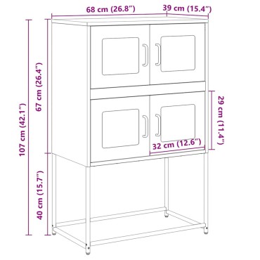 vidaXL Highboard Ανθρακί 68x39x107cm Χάλυβας 1 τεμ.