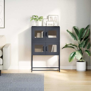 vidaXL Highboard Ανθρακί 68x39x107cm Χάλυβας 1 τεμ.