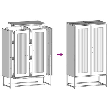 vidaXL Highboard Ροζ 68x39x123cm Ατσάλι 1 τεμ.
