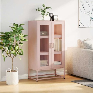 vidaXL Highboard Ροζ 68x39x123cm Ατσάλι 1 τεμ.