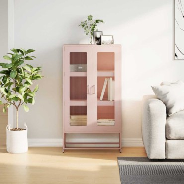 vidaXL Highboard Ροζ 68x39x123cm Ατσάλι 1 τεμ.