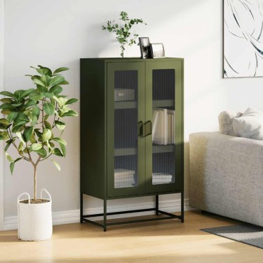 vidaXL Highboard Ελαιοπράσινο 68x39x123cm Ατσάλι 1 τεμ.