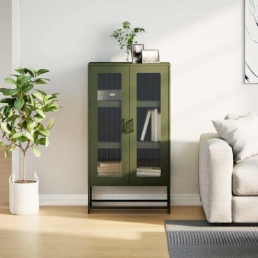 vidaXL Highboard Ελαιοπράσινο 68x39x123cm Ατσάλι 1 τεμ.
