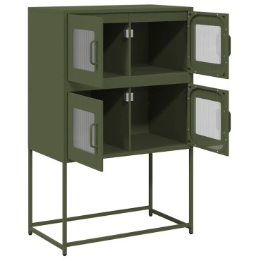 vidaXL Highboard Ελαιοπράσινο 68x39x107cm Ατσάλι 1 τεμ.