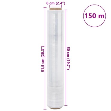 vidaXL Stretch Film 6 τεμάχια Διαφανές 30 μm 50 cm x 150 m