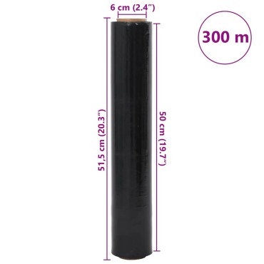 vidaXL Stretch Film 6 τεμάχια Μαύρο 30 μm 50 cm x 300 m