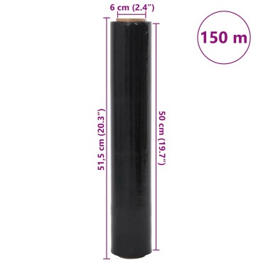 vidaXL Stretch Film 6 τεμάχια Μαύρο 17 μm 50 cm x 150 m