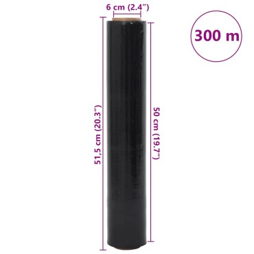 vidaXL Stretch Film 2 τεμάχια Μαύρο 30 μm 50 cm x 300 m