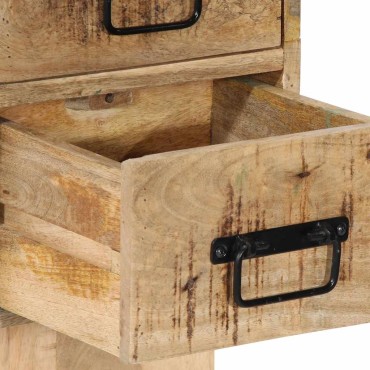 vidaXL Κομοδίνο 60x32x80cm Στερεό ακατέργαστο ξύλο Μάνγκο 1 τεμ.