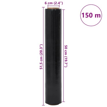 vidaXL Stretch Film 2 τεμάχια Μαύρο 23 μm 50 cm x 150 m