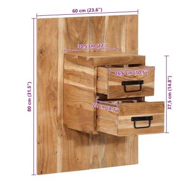 vidaXL Κομοδίνο 60x32x80cm από Μασίφ Ξύλο Ακακίας 1 τεμ.