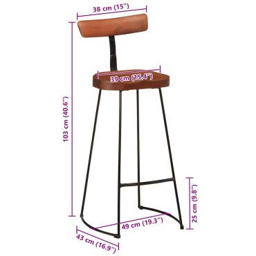 vidaXL Σκαμπό Μπαρ 2 τεμ. 49x43x103cm από Μασίφ Ξύλο Μάνγκο