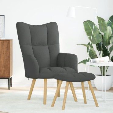 vidaXL Πολυθρόνα Relax Σκούρο Γκρι Υφασμάτινη με Υποπόδιο 61,5x69x95,5cm 1 τεμ.