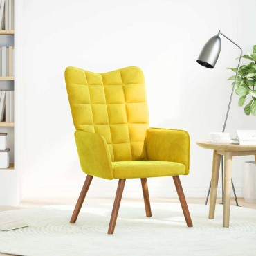 vidaXL Καρέκλα χαλάρωσης κίτρινο βελούδο 61,5x69x95,5cm 1 τεμ.