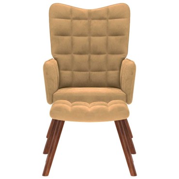 vidaXL Πολυθρόνα Relax Καφέ Βελούδινη με Σκαμπό 61,5x69x95,5cm 1 τεμ.