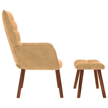 vidaXL Πολυθρόνα Relax Καφέ Βελούδινη με Σκαμπό 61,5x69x95,5cm 1 τεμ.