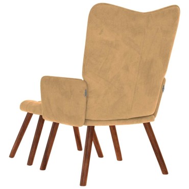 vidaXL Πολυθρόνα Relax Καφέ Βελούδινη με Σκαμπό 61,5x69x95,5cm 1 τεμ.