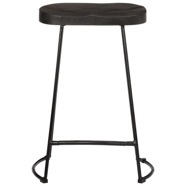 vidaXL Σκαμπό Μπαρ 2 τεμ. Μαύρα 45x40x62cm από Μασίφ Ξύλο Μάνγκο